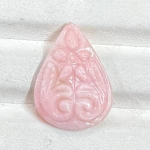 ศิลปะ mughal ทำด้วยมือที่สวยงามแกะสลักสีชมพูโอปอลอัญมณีรูปลูกแพร์ธรรมชาติที่มีการเปลี่ยนสีสำหรับเครื่องประดับผลิตภัณฑ์จำนวนมาก - Product Image 1