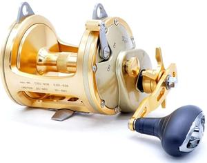 Carrete de curricán para pesca en agua salada de caza mayor, marco de aluminio y placas laterales de grafito, rodamiento de acero inoxidable 3 + 1 - Product Image 1