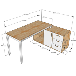 โต๊ะทำงานผู้บริหาร UConcept System ขนาด 160x140 ซม. ดีไซน์ทันสมัย ขาเหล็ก โครงสร้างไม้ ต้องประกอบเอง เฟอร์นิเจอร์สำนักงาน-HBUC021 - Product Image 5