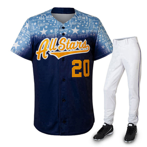 Uniforme de baseball All Stars pour hommes, maillot à manches courtes, impression sublimée 20, polyester respirant, pantalon blanc, crampons noirs - Product Image 1
