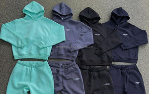 Alta calidad 100% algodón 500 GSM Heavy Weight Thick Hoodie y pantalones de chándal Custom Plain Unisex Sweatsuit Fabricante - Product Image 3