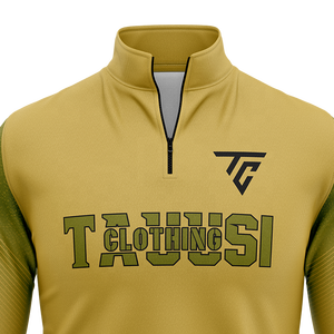 Sudadera de entrenamiento de fútbol para hombre, color mostaza y dorado, con cremallera de 1/4, manga larga, tipo jersey, al por mayor - Product Image 2