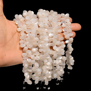White <b>Moonstone</b> Beads, Coated White <b>Moonstone</b> Gemstone Teardrop Beads, Faceted <b>Moonstone</b> Gemstone Beads For Jewelry Making - Product Image 2