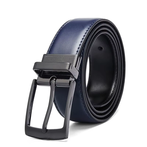 Ceinture pour homme en cuir de vache double face, style décontracté et professionnel, avec boucle en acier réversible, cadre en boîte, solide - Product Image 2