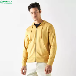 Sweat à capuche zippé intégral en molleton épais à coupe droite, double couche, épaules tombantes, 100 % coton, unisexe, respirant, séchage rapide, hiver - Product Image 2