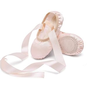 Zapatillas de Ballet de Satén Suave con Forro de Algodón, Zapatos Planos de Baile para Mujer con Cintas - Product Image 1