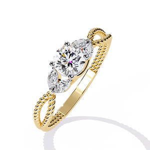 แหวนเพชรเลี้ยงในห้องปฏิบัติการ ดีไซน์เกลียวเชือก วงทองคำ น้ำหนัก 1.20 กะรัต รวมพลอยทรงลูกแพร์ด้านข้าง ได้รับการรับรองจาก IGI เครื่องประดับหมั้นสุดหรู Sheeraj - Product Image 4