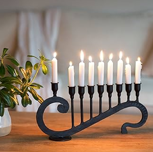 Menorah judía clásica de diseño tradicional Chapado en plata, Menorah judía moderna para el tabernáculo 9 brazos Hanukkah para venta al por mayor - Product Image 5