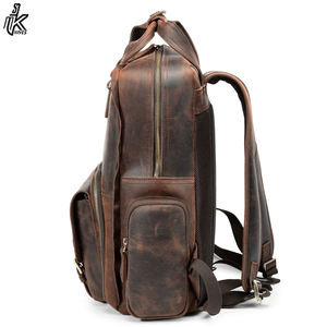 Mini mochila para portátil Vintage Unisex, cuero PU de grano completo, cierre de cremallera, función antirrobo USB, viaje, aventura, OEM, venta al por mayor - Product Image 6