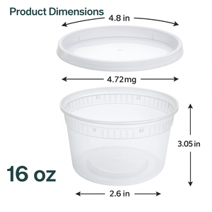 ProTakeOut 8/16/32 oz Heavy-Duty PP Deli Containers with Lids 48 Sets Microwave & <b>Freezer</b> Safe Durable for Meal Prep - Product Image 3