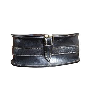 Bolso de Hombro Marroquí Negro Ónix Premium – Cuero de Grano Completo Cosido a Mano por Artesanos - Product Image 2