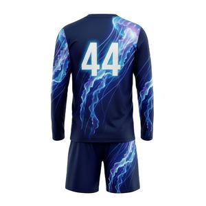 Uniforme de Fútbol Personalizado 100% Poliéster Sublimado, Conjunto de Camiseta de Manga Larga y Pantalones Cortos, Transpirable, con Nombre del Jugador, Secado Rápido - Product Image 3