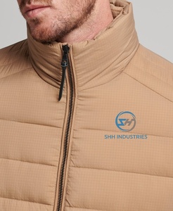 Veste d'hiver pour homme coupe-vent et imperméable, couleur unie, polyester et coton matelassé, avec doublure en polaire, veste matelassée - Product Image 5