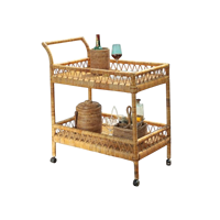 Chariot de livraison en rotin tressé de haute qualité, couleur naturelle, taille personnalisable, style tropical, pour hôtels et restaurants, 1,5 Qt