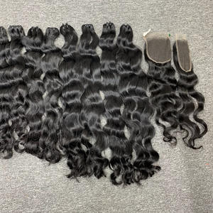 NATURAL WAVY Raw Vietnamese Hair Extensions Cuticle Aligned Natural Wavy Weft Bundles Long No Shedding No <b>Tangling</b> - Product Image 4