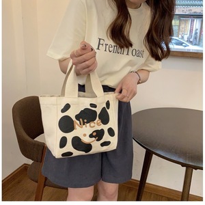 New Title Ins High-Fashion Cow Print Canvas <b>Lunch</b> <b>Bag</b> Japanese-Korean Style Eco-Friendly <b>Tote</b> for Work Cute Crossbody <b>Bag</b> - Product Image 3