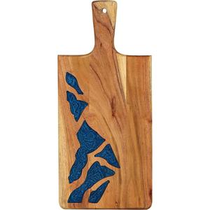 Tabla de servir de madera con mango en forma de cuerno con resina azul rellena tabla de cortar de alta calidad diseño de tendencia Venta caliente - Product Image 4