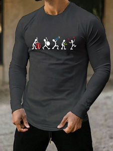 Nouveau t-shirt à manches longues pour homme, t-shirt simple à col rond imprimé, tendance, polyvalent, hauts décontractés, t-shirt pour homme - Product Image 3