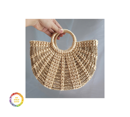 New Design Wholesale Summer Beach Handmade Woven Round Natural Straw Rattan Shoulder Bag for Women Handbags