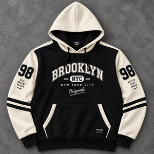 Sweat à capuche de baseball personnalisé bicolore en molleton 100 % coton avec poches, idéal pour un usage décontracté - Product Image 1