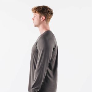 เสื้อยืดออกกำลังกายแขนยาวสำหรับผู้ชายผ้าโพลีเอสเตอร์ผ้าฝ้าย OEM สำหรับฤดูใบไม้ร่วง/ฤดูหนาว" - Product Image 3