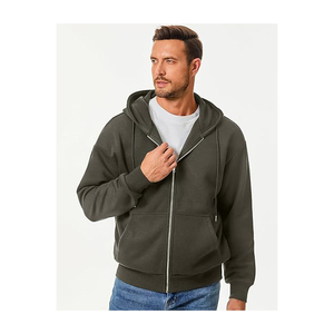Sweat à capuche zippé surdimensionné en coton biologique 100% pour hommes pour l'hiver avec une qualité élevée et supérieure 450 GSM - Product Image 3