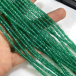 Cuentas de forma de rondelle facetadas de ónix verde natural, cuentas de lágrima de piedras preciosas naturales - Product Image 5