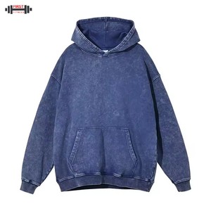 Sudadera con capucha de lana de invierno con logotipo personalizado para hombre, sudadera lavada de alta calidad, sudadera de gran tamaño Unisex de 300gsm - Product Image 3
