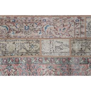 Tapis turc 2,6 x 10,2 pieds, tapis vintage patchwork, tapis beige géométrique avec éléments floraux - Product Image 4