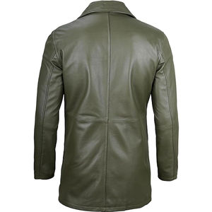 New Design Stylish Sheep Leather Long Overcoat Men Breathable Canvas <b>Fabric</b> OEM Customized Coats 80% Goose Filled Best Selling - Product Image 4