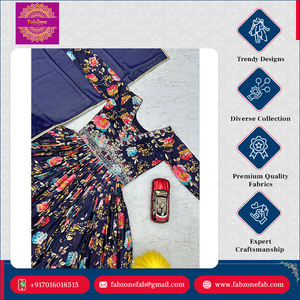 Dernière nouvelle robe moderne de créateur avec broderie colorée pour le travail et les mariages Chinnon Anarkali avec fausse georgette Dupatta pour femmes - Product Image 5