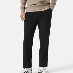 กางเกงผ้าแคนวาสเอวกลางลำลองสำหรับผู้ชาย OEM กางเกงทรงดินสอผ้ายืดน้ำหนักเบาสไตล์สปอร์ตพร้อมกระเป๋ารูดและซิปด้านหลัง - Product Image 1