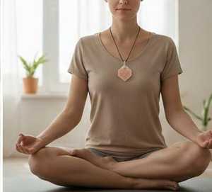 Collier pendentif en sel sculpté à la main, cristal de guérison naturel rose de l'Himalaya avec cordon réglable pour le bien-être et le style - Product Image 2