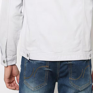 Veste en jean pour homme sur mesure OEM, effet délavé, denim blanc, coton, coupe ample, vintage, denim délavé, 2025 - Product Image 5