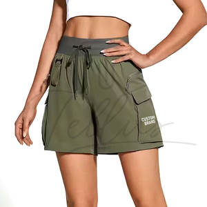 Vêtements de sport, short de sport pour femme, taille haute, coupe ample, uni, coupe-vent, respirant, séchage rapide, fermeture à cordon, vente en gros - Product Image 5