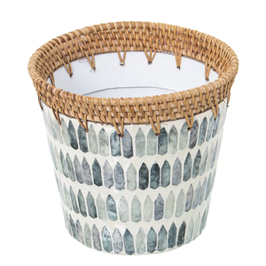 Nueva llegada Top Choice MOP Inlay Macter Pot con tapa de ratán para árbol y flor Maceta decorativa al por mayor de Vietnam - Product Image 1