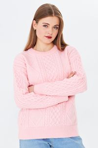 Suéter de punto con cuello redondo para mujer, cálido, cómodo y elegante, suéter tejido con pelo, suéter estampado, servicio ODM/OEM - Product Image 2