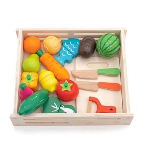 ROBINCOOL Juego de Juguetes de Cocina y Comida de Madera, Incluye Frutas, Verduras, Utensilios y Sistema - Product Image 1