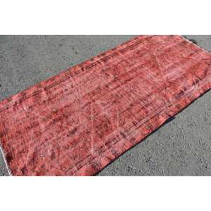 Alfombra Kilim Vintage roja y negra de 3,6x7,4 pies, Alfombra de área de lana turca de gran tamaño, respaldo de látex, retales de 10mm para decoración de habitación de pasillo - Product Image 4