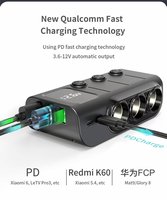 Adaptor Charger Mobil Universal 3 Port USB dengan Charger Pemantik Rokok Tipe C untuk Mobil 12-24V