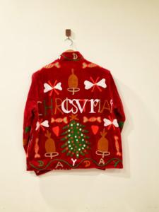 Red Velvet Embroidered <b>Christmas</b> <b>Jacket</b> Mandarin Collar Full Sleeve Hand Embroidery Plus Size Women's Winter Outerwear - Product Image 2