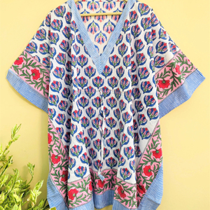 Main indienne bloc imprimé pur coton longue caftan robe indienne tunique femmes fête porter produit en vrac - Product Image 1