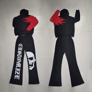 Men's Custom Logo Flare Pants Hoodies Hip Hp Style Heavy Printed Cotton Terry High & Mid Waist New Features Made Fleece <b>Fabric</b> - Product Image 5