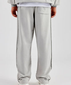 Nouveauté Pantalon de survêtement décontracté pour homme en toile 100% coton Coupe ample Jambes larges Couleur unie Poids lourd Écologique - Product Image 6