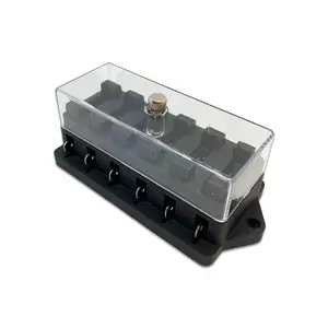 Fuse Box Blade Type 6 Pole Transparent Cover With Bolt Nickel Plated Blade Terminal Max.24V Without Fuse