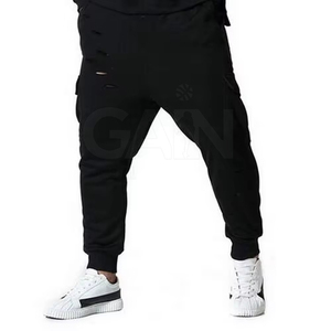 Survêtements de détresse pour hommes, de couleur unie, à prix de gros, survêtements de quantité minimale de commande bas pour hommes. - Product Image 6