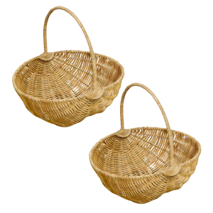 Cesta de picnic de cosecha de ratán multiusos de Vietnam con asas fáciles de transportar para recoger frutas y almacenar alimentos - Product Image 1