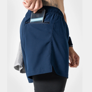 Bermuda OEM décontracté à 2 couches à taille moyenne pour hommes, fermeture élastique multifonction avec motif solide - Product Image 4