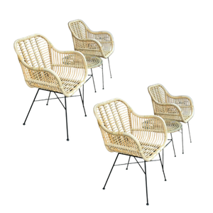 Natural <b>Rattan</b> <b>Chairs</b> Stackable Wicker <b>Garden</b> Restaurant and Outdoor Furniture <b>Rattan</b> <b>Chairs</b> with Arms and Backrest - Product Image 1
