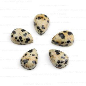 Alta calidad 10x14mm jaspe dálmata Natural pera cuarzo marrón parte posterior plana calibrado cabujón piedra preciosa suelta para la fabricación de joyas - Product Image 4